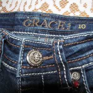 GRACE IN LA DECORATIVE BEADED JEANS SIZE 10 GIRLS. PRE- OWNED